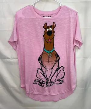 Scooby Doo women's light pink lightweight short‎ sleeve casual relaxed tshirt XL thumbnail 1