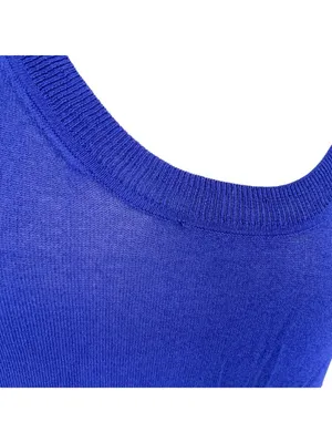 Wilfred Blue Knit Short Sleeve Side Slit Top Size Large Minimalist Casual Chic thumbnail 7