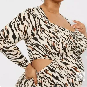 Torrid NWT Maxi Studio Knit Midi Dress Watercolor Zebra Tan Brown Orange Size 2X thumbnail 2