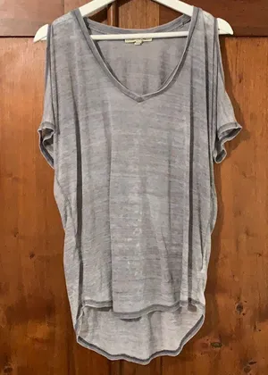 Grey cold shoulder tee thumbnail 1
