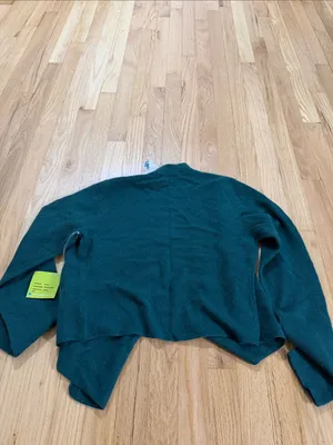NWT White + Warren Bottle Green Open Front Cashmere Cardigan Sz L thumbnail 7