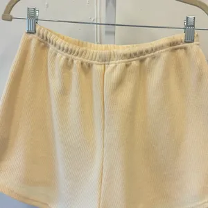 Sabo Skirt Ribbed‎ Knit Lounge Shorts Butter Yellow Elastic Waist Drawstring Sm thumbnail 5
