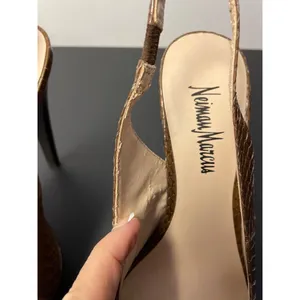 Neiman Marcus Women's Laine Brown Leather Snakeskin look 5" Heels - SKU 1932 thumbnail 5