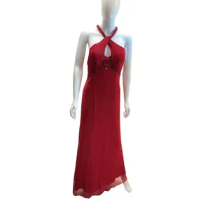 May Queen Couture Red Glitter Beaded Halter Keyhole Evening Gown‎ Dress 10 thumbnail 3