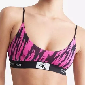 CALVIN KLEIN women's 1996 Unlined Bralette, Palace Pink Tiger Print, Size M thumbnail 1