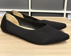 Tingrise Slip On Pointed Toe Comfortable Knit Black Women's Ballet Flats thumbnail 1