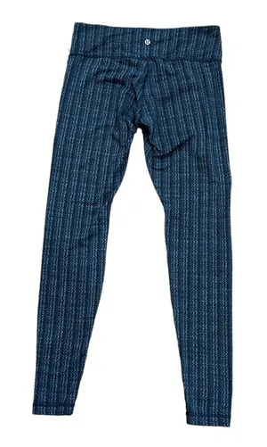 Lululemon‎ Wunder Under Leggings Black/Blue Zig Zag Pattern thumbnail 1