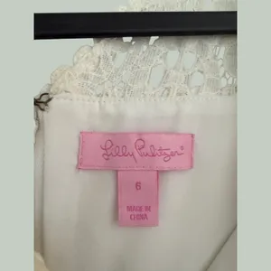Lilly Pulitzer White Lace Yoke Jacquard‎ Fit Flare Dress Size 6 92494 thumbnail 2