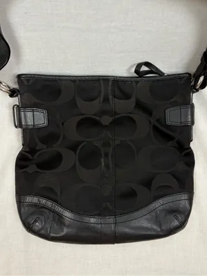 Coach Signature Optic Chain Black Shoulder Bag Purse Duffle thumbnail 5