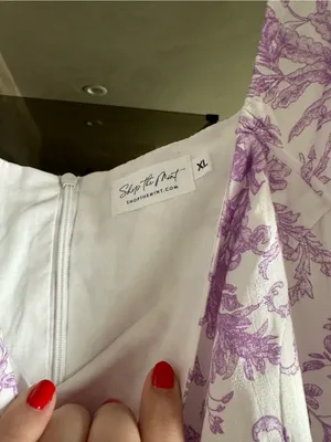 Lavender Floral Maxi Dress - Scoop Neck, Long Sleeves thumbnail 3