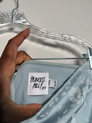 Princess Polly Baby blue Silk Strapless Mini Dress Floral Print thumbnail 4