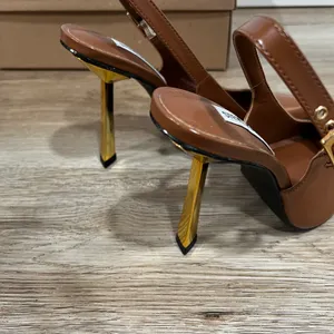 Steve Madden “Divine” Camel Leather Pointed Toe Slingback w Gold Heel - Size 6 thumbnail 4