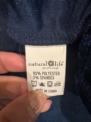 Natural life crashed velvet open jacket blazer navy blue boho sz L XL thumbnail 4