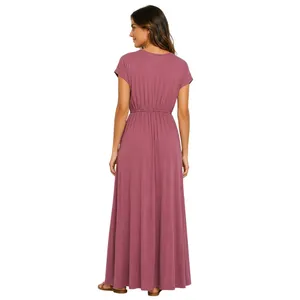 Lulus Rusty Rose V-Neck Jersey Knit Maxi Dress size Medium NWT thumbnail 4