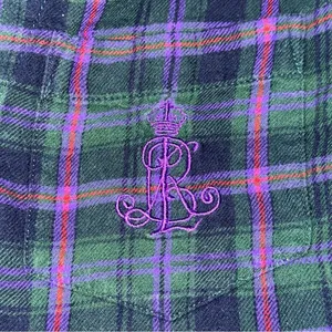 Ralph Lauren Women’s Size M Purple Green Plaid 2 Piece Logo Crest Pocket Pajamas thumbnail 6