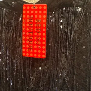 NWT RED DOT BOUTIQUE‎ Black Sequin Fringe Tassel Mini Dress - XL thumbnail 6