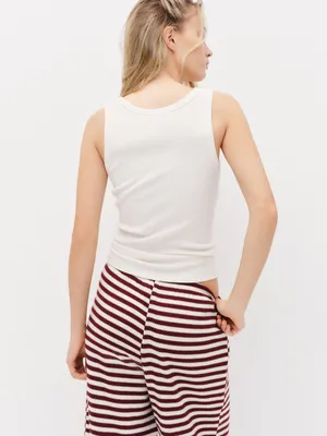 H&M Knit Pants White/Dark Red Striped thumbnail 2