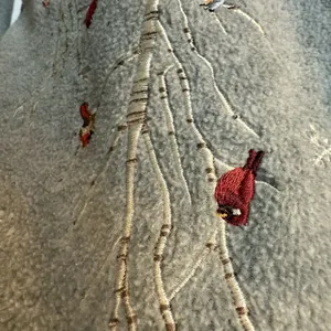 Croft & Barrow Cardigan Sz PL Full Zip Gray Cardinals Birds Holiday Winter‎ Snow thumbnail 12