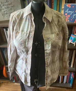 Carhartt pink plaid flannel western cowboycore S button down shirt thumbnail 1
