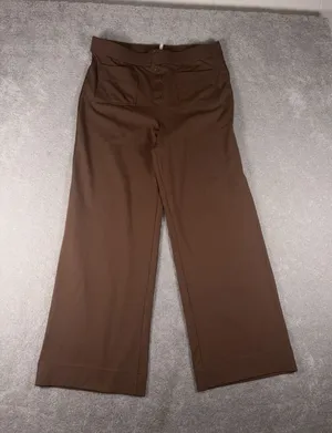 NWT Halara Wide Leg Stretch Trousers‎ Brown High Waist Smart Casual Size xl thumbnail 1