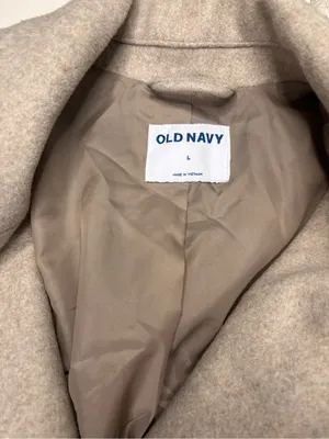 Old Navy Beige Double-Breasted Peacoat Jacket Women's Size Large Classic thumbnail 6