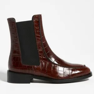 Anthropologie Pilcro & The Letterpress Chelsea Croc Chocoolate Brown Boots thumbnail 5
