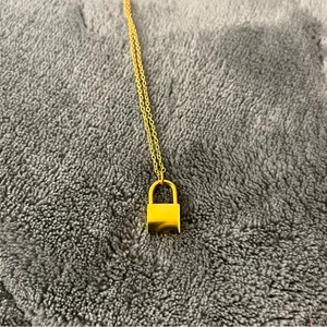 VibeSzn Old English Lock Necklace Gold Plated Stainless Steel Tarnish Free 18” thumbnail 2