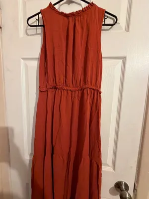 Kirundo Women's Solid Color Rust Sleeveless Midi with Ruched Waist HOM1146-F thumbnail 6