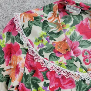 Vintage Impressions Womens Blouse 10 Pink Floral Crochet Lace Trim Collar thumbnail 10