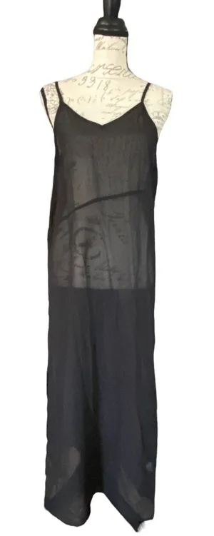 Ekouaer Black Sheer Maxi Swimsuit Cover Up Size Medium NEW thumbnail 1