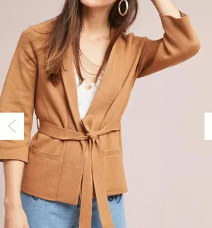 Anthropologie Tan Belted Cardigan thumbnail 1