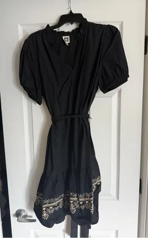 Anne Klein Black Shift Dress with Tie Waist thumbnail 1