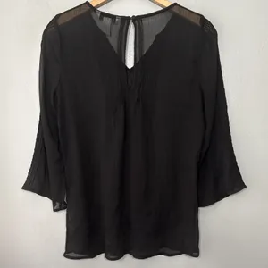 White House Black Market Sheer Top Size 8 Dark Fairy Romantic Whimsigoth Pintuck thumbnail 5