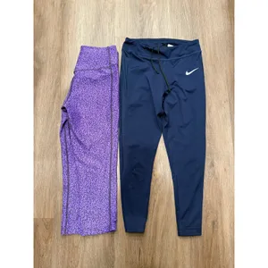 Nike‎ Dri-FIT Capri Leggings Small Purple Print & Blue Running Tights set 2 thumbnail 3