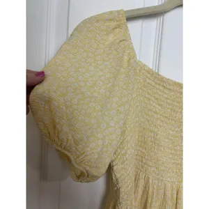 Altar'd State Butter Yellow Milkmaid Ditsy Floral Puff Sleeve Top S Cottagecore thumbnail 3