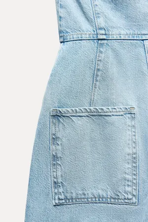 Zara jumpsuit denim halter wide leg open back bohemian casual summer thumbnail 9