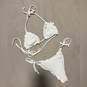 ASOS Elegant Cream Knit Bikini Set thumbnail 2