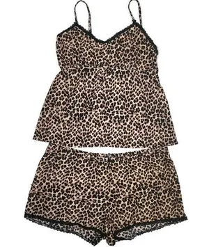 Rene Rofe animal print leopard print cheetah lace summer pajamas size XL thumbnail 1