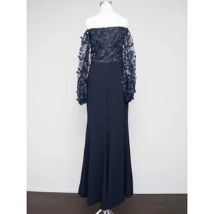 Eliza - Floral Appliqué Long Sleeve Off-the-Shoulder Gown thumbnail 3