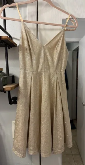 Lulu’s Gold Glitter A-Line Slip Dress thumbnail 1