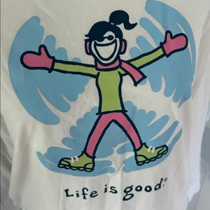 Life Is Good Tshirt Long Sleeve‎ Snow Angel Sleep Shirt size Small thumbnail 2