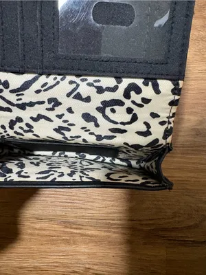 Jessica Simpson Black Checkbook Wallet Leopard Print Interior Faux Leather thumbnail 3