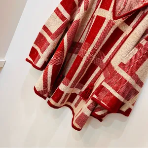 Show Me Your Mumu Red Kellan Poncho Hooded Tassel Oversized Boho Small M… thumbnail 9