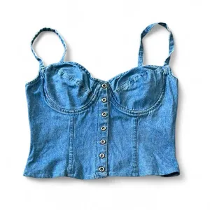 Vintage Moda International Denim Bustier Blue Size M thumbnail 1