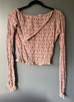 Free People Boho Rose Lace Long Sleeve Crop Top with Ruffle Trim thumbnail 1
