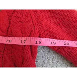 Jones New York‎ Sport Cardigan M Red Cable Knit Shawl Collar Snap Front Sweater thumbnail 4