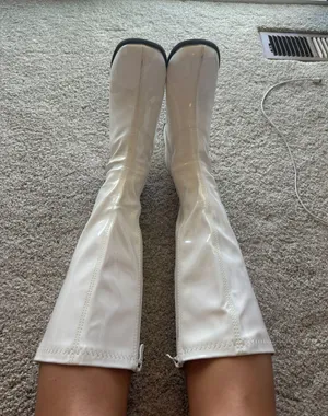 White Thigh High Boots Size 9 thumbnail 1