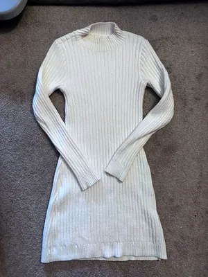 Hollister White/Cream Ribbed Knit Dress thumbnail 1