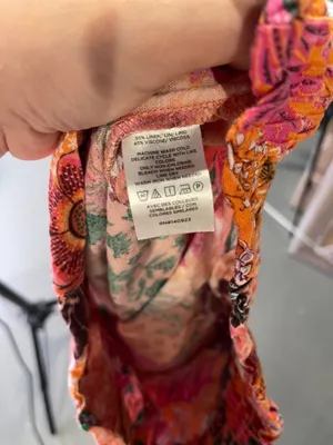 Loft Womens Floral Linen Pull On Pant Cropped Pink Orange Xs thumbnail 6