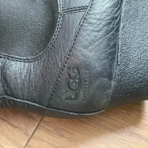 UGG Arleta Black Leather Wedge Boot Booties $180 8.5 thumbnail 4